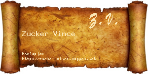 Zucker Vince névjegykártya